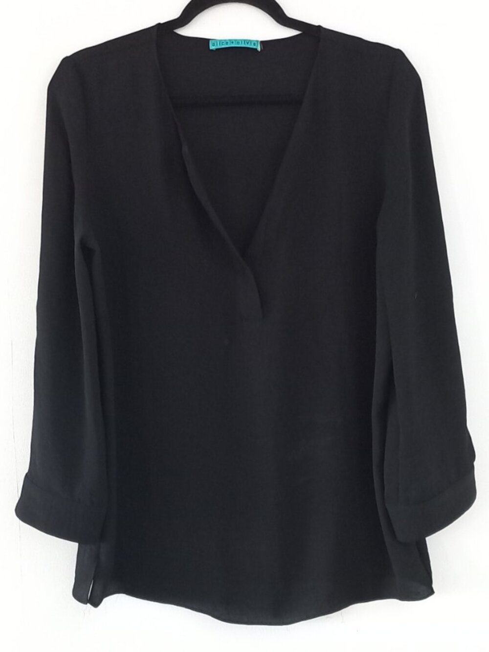 ALICE + OLIVIA  black deep V blouse